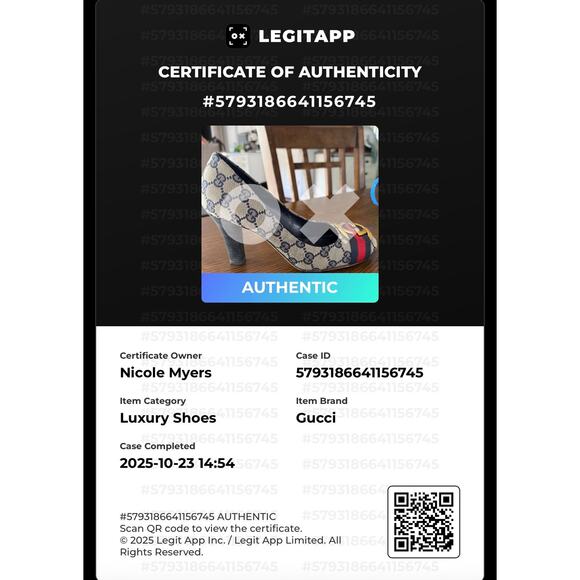 GUCCI Interlocking GG Monogram Web Canvas Heels 37.5 Box Authenticated COA 7.5 - Picture 2 of 14